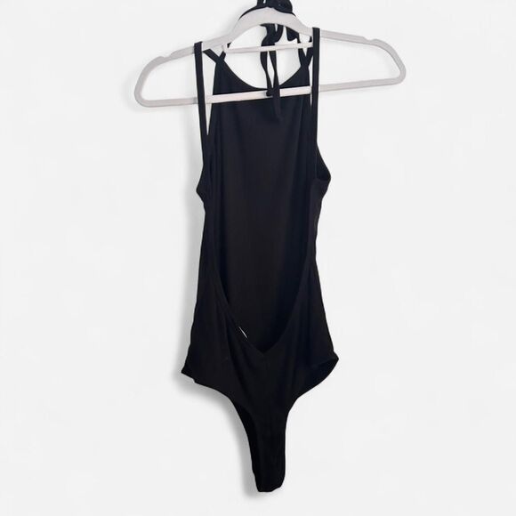 Lulus Revival Black Ribbed Low Back Bodysuit Medium Y2K Clubwear - Picture 6 of 8